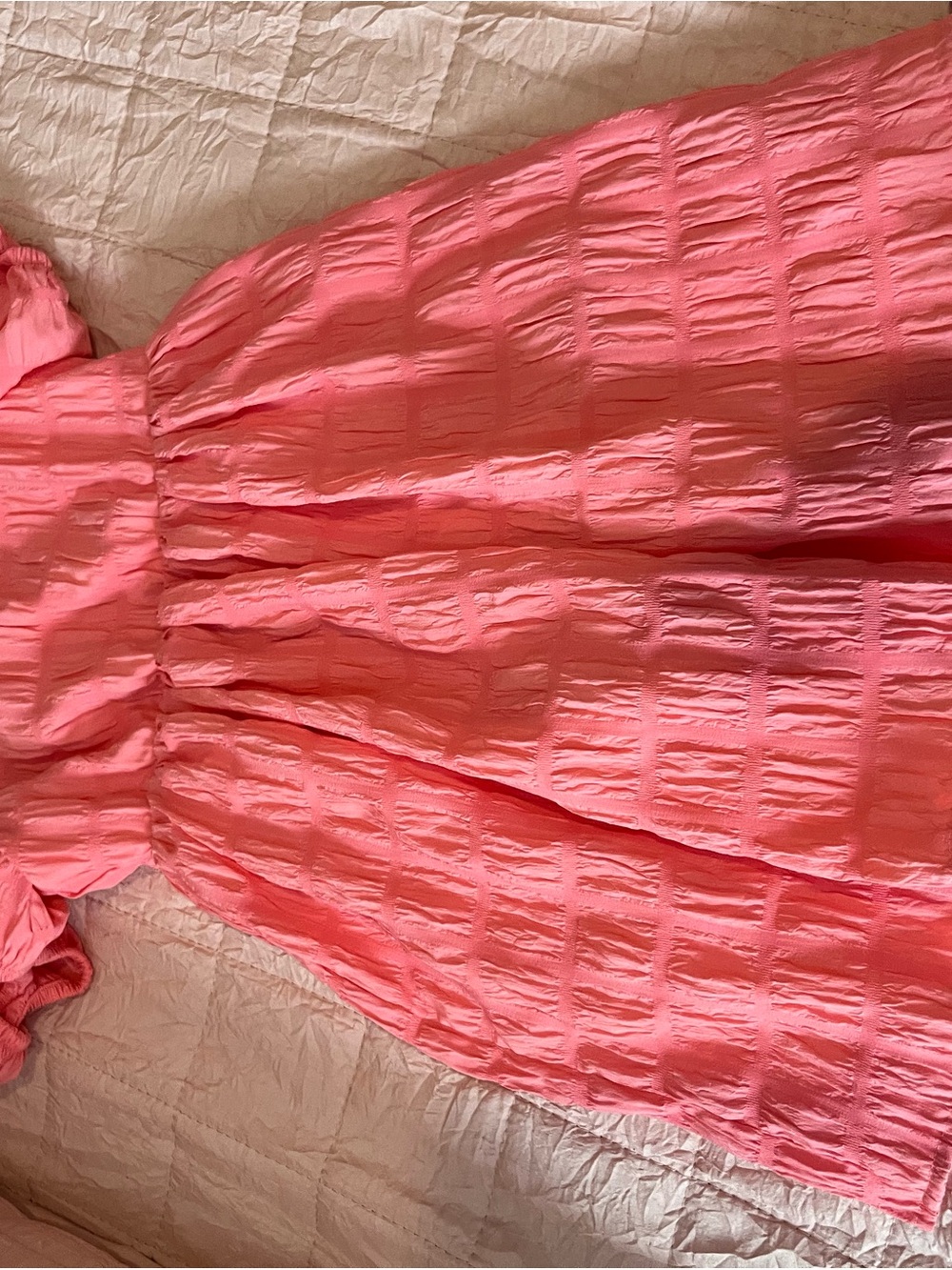 H&M Coral Pink Textured Casual Dress for Girls